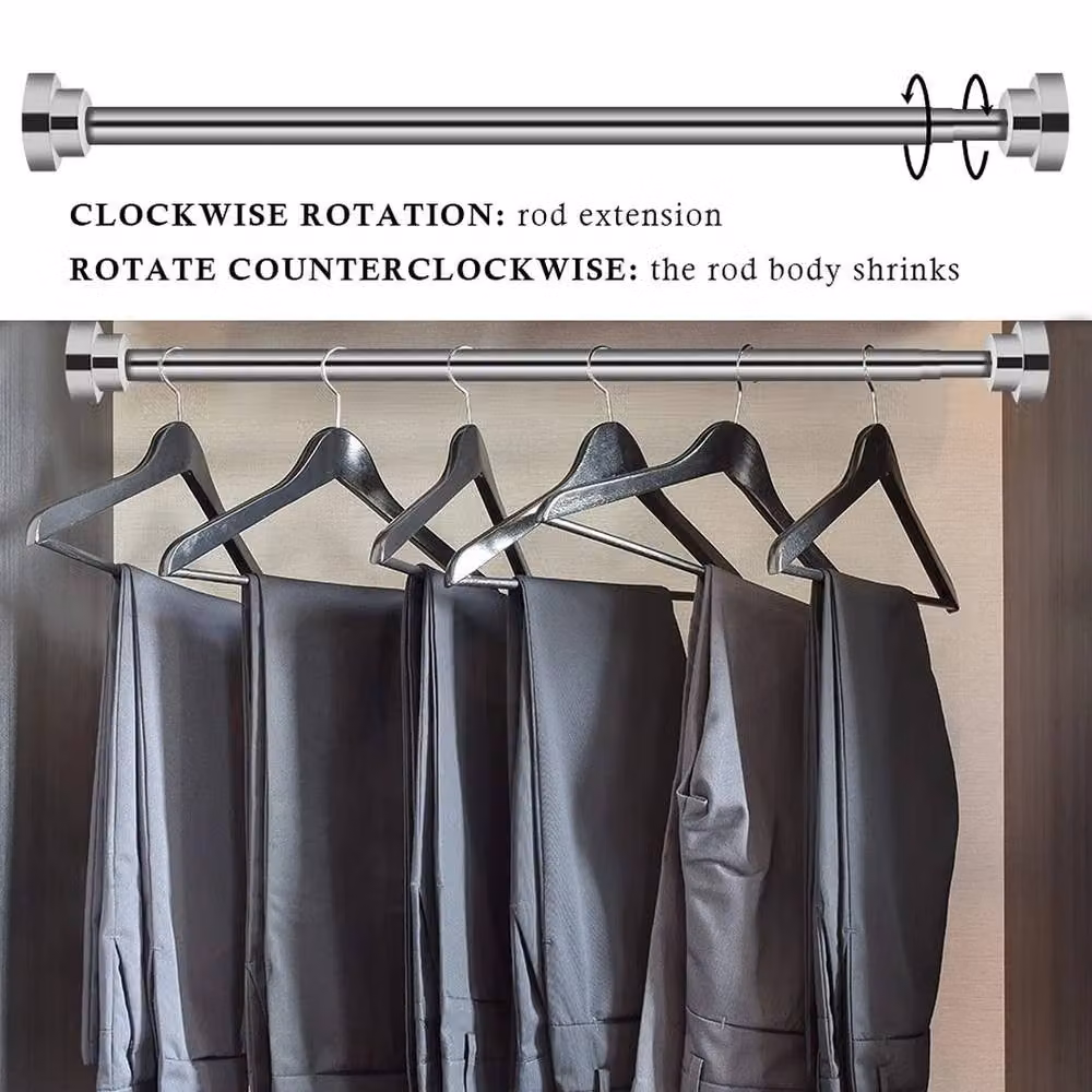 NESTLUNE Silver Stainless Steel Extendable Tension Curtain Rod for Windows and Showers, W: 50-85 cm – 2
