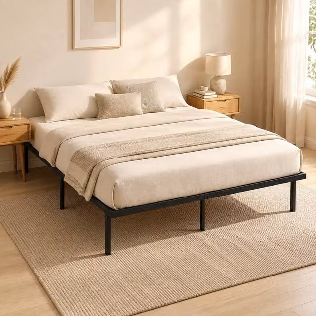 STILVORA King Bed Frame with Underbed Storage in Black Metal – 1