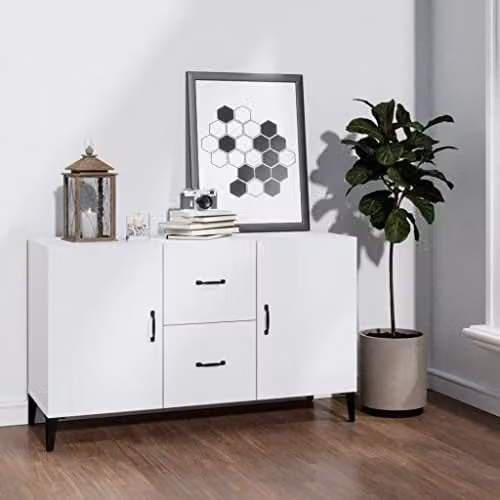 vidaXL Classic Sideboard in White, W/D/H: 100 x 36 x 60 cm – 2