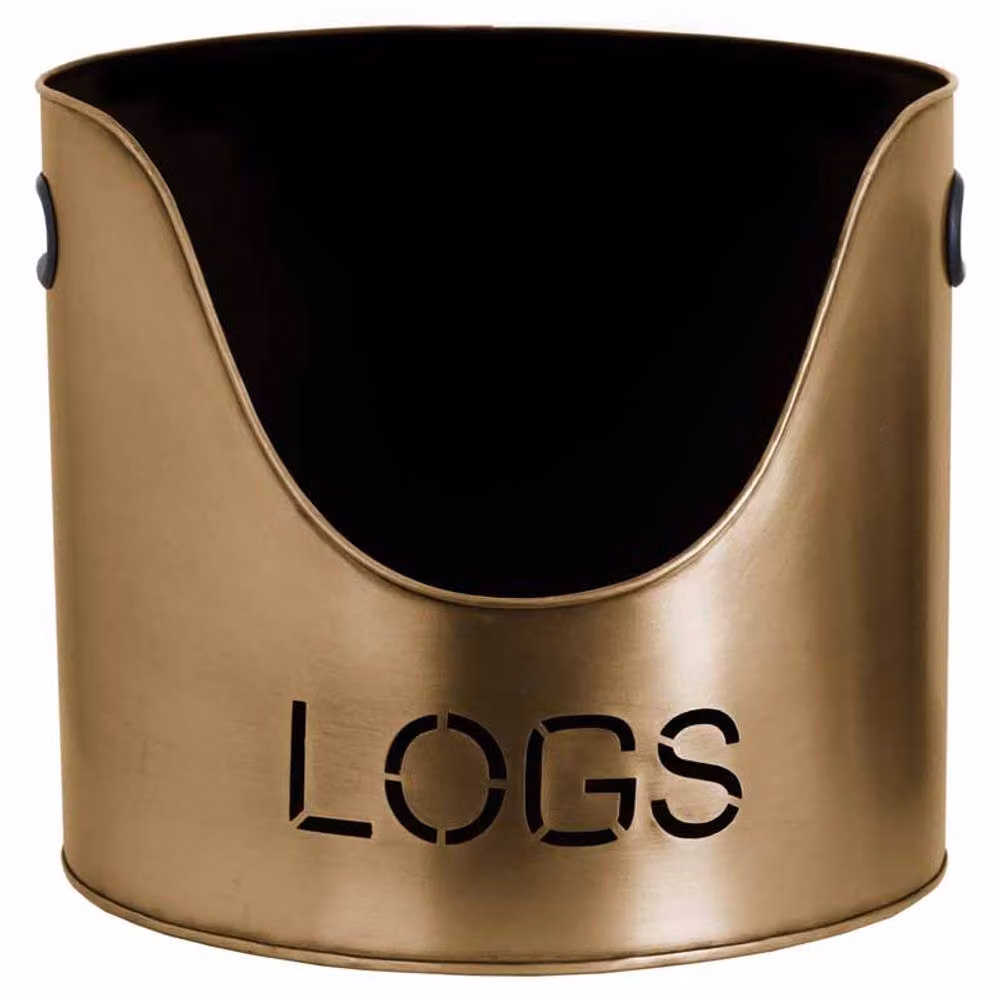 Lemon Pavilion Furniture and Decor Metal Logs and Kindling Buckets and Matchstick Holder, Bronze, H: 32 cm – 2