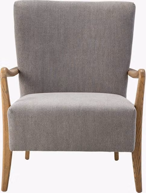 Perch & Parrow Gallery Modern Armchair in Grey Fabric with Oak Solid Wood Frame