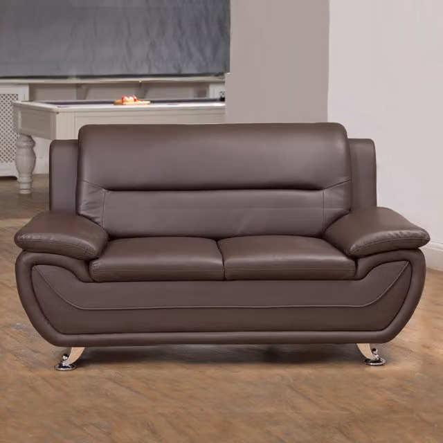 Artemis Home Dexter 2 Seat Sofa in Brown Synthetic Leather with Solid Wood Frame