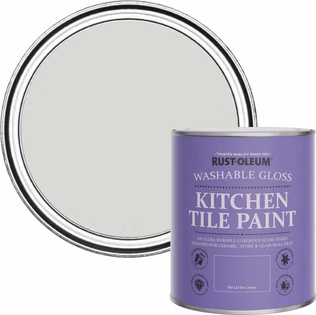 Rust-Oleum Water-Based Kitchen Tile Paint in Gloss Finish, Winter Grey, 0.75 l