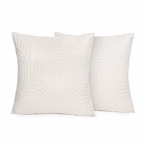 OHS Set of 2 Arches Pinsonic Quilted Cushion Covers, Cream, W/D/H: 45 x 45 x 45 cm
