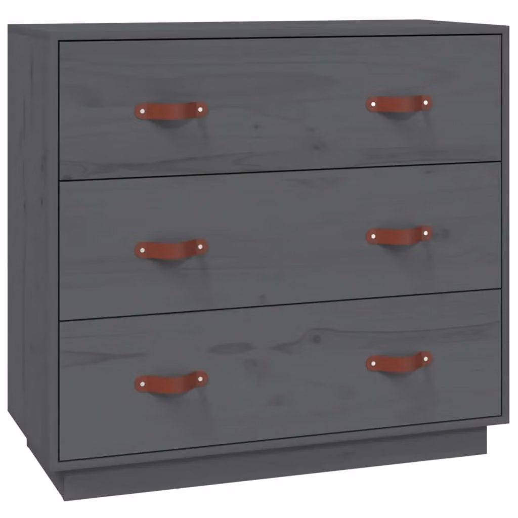 Berkfield Home Grey Rustic Solid Wood Pine Sideboard W/D/H: 80 x 40 x 75 cm – 2