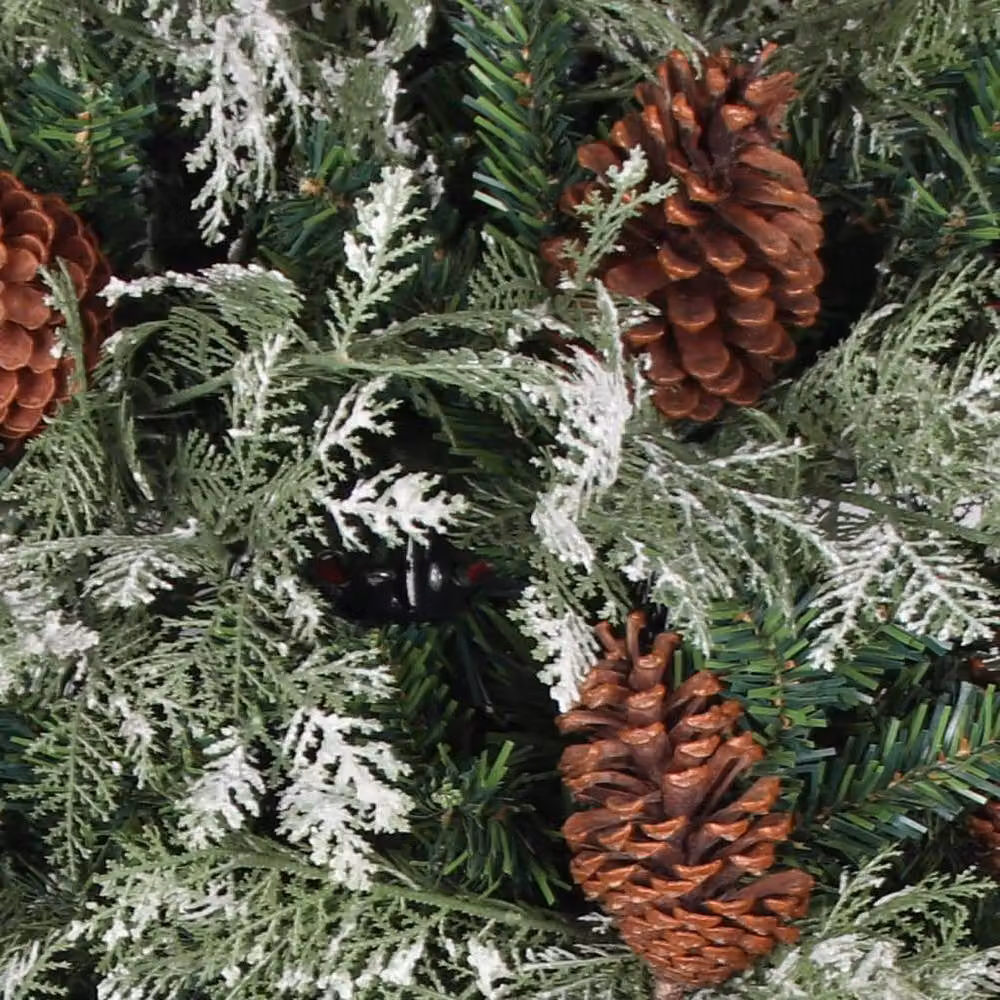 Berkfield Home Pre-lit Christmas Tree with Pine Cones in Green and White, Height: 195 cm – 2