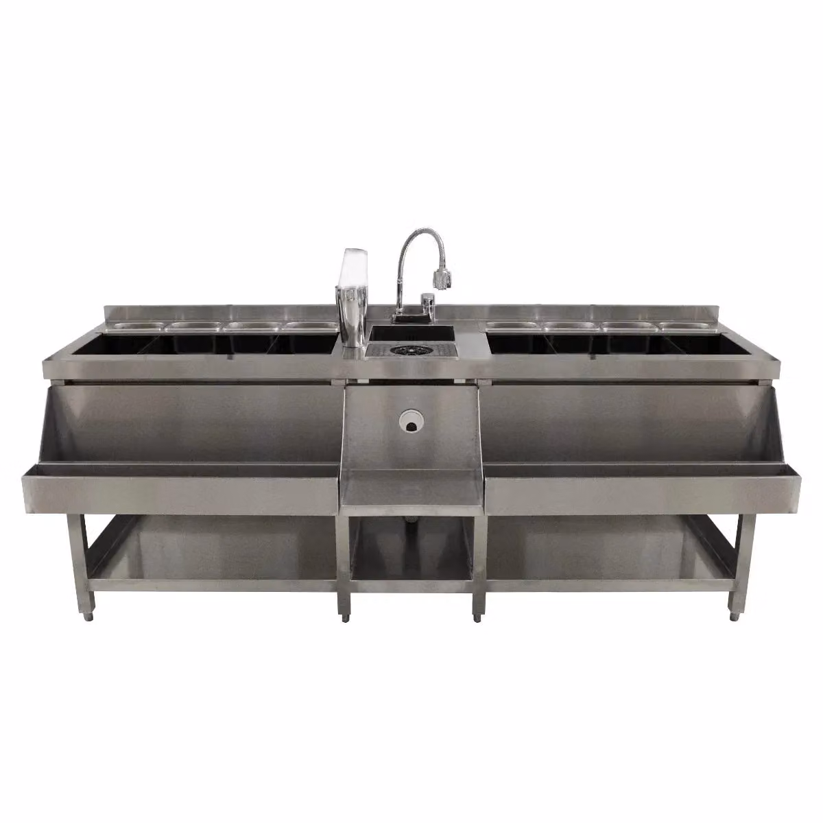 Monstershop KuKoo Double Cocktail Bar Station in Silver Stainless Steel and Glass – 3