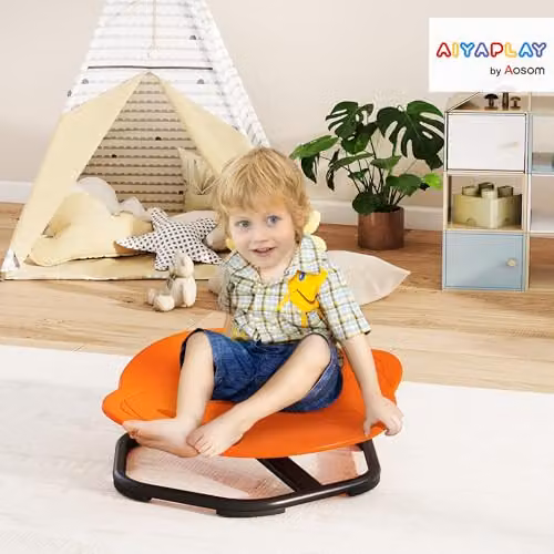 AIYAPLAY Sensory Spinning Chair for Kids, Planet-Shaped, Orange – 2