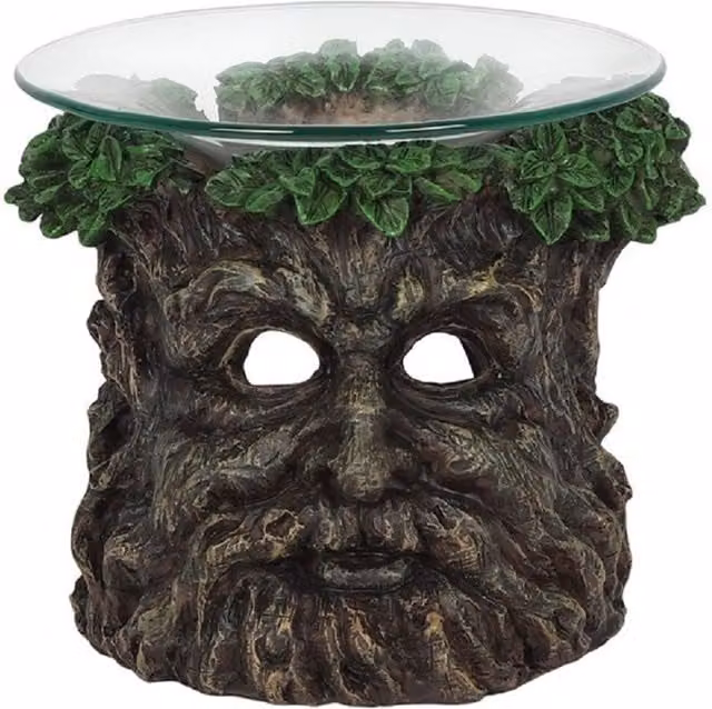 KDMK Unique Green Man Decorative Tabletop Oil Burner and Tealight Lamp, Brown