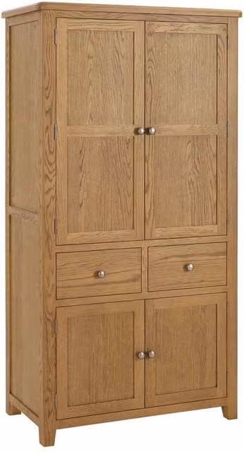 FORGEVIO Cotswold Rustic Smoked Oak Pantry Cupboard in Brown