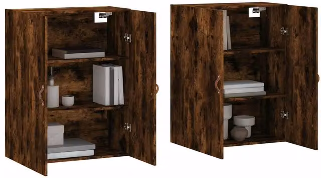 Berkfield Home Set of 2 Wall Mounted Smoked Oak Cabinets in Brown, W/D/H: 69.5 x 34 x 90 cm – 1