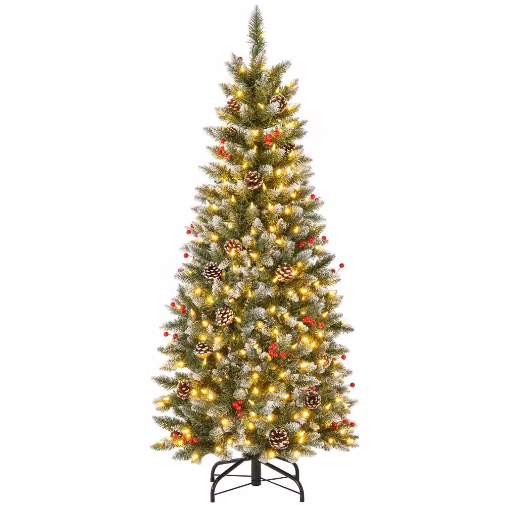 Costway 5 FT Green Artificial Hinged Christmas Tree with 408 Branch Tips – 8
