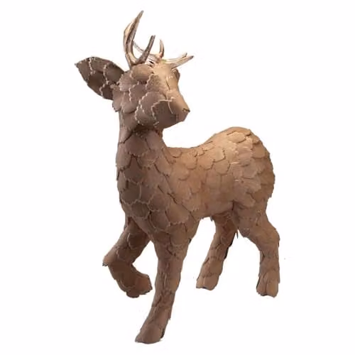 VFM e-Store Gold Christmas Standing Deer Tabletop Decoration, Height: 37 cm
