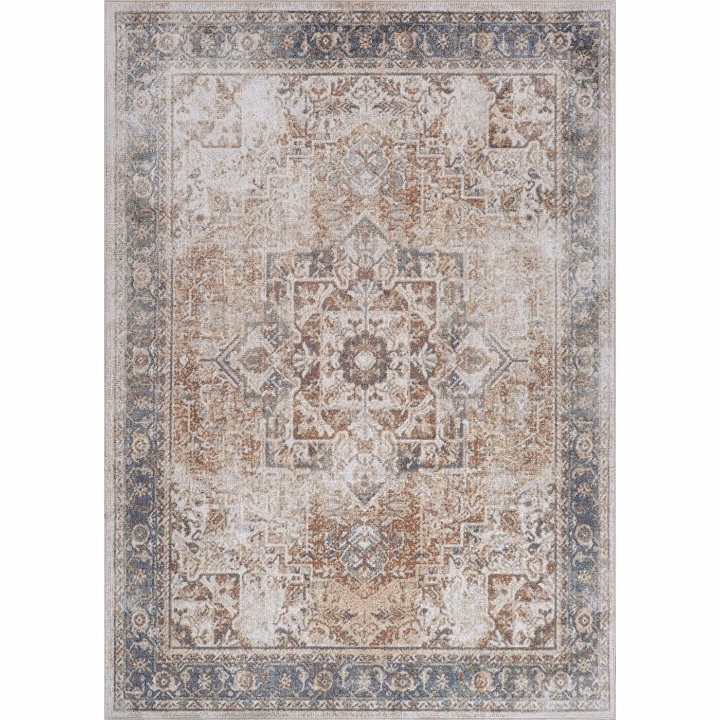 Livabliss Lilian Washable Vintage Boho Traditional Living and Dining Room Rug in Multicolour Burnt Orange, Brown and Blue, W: 80 cm, L: 220 cm – 2