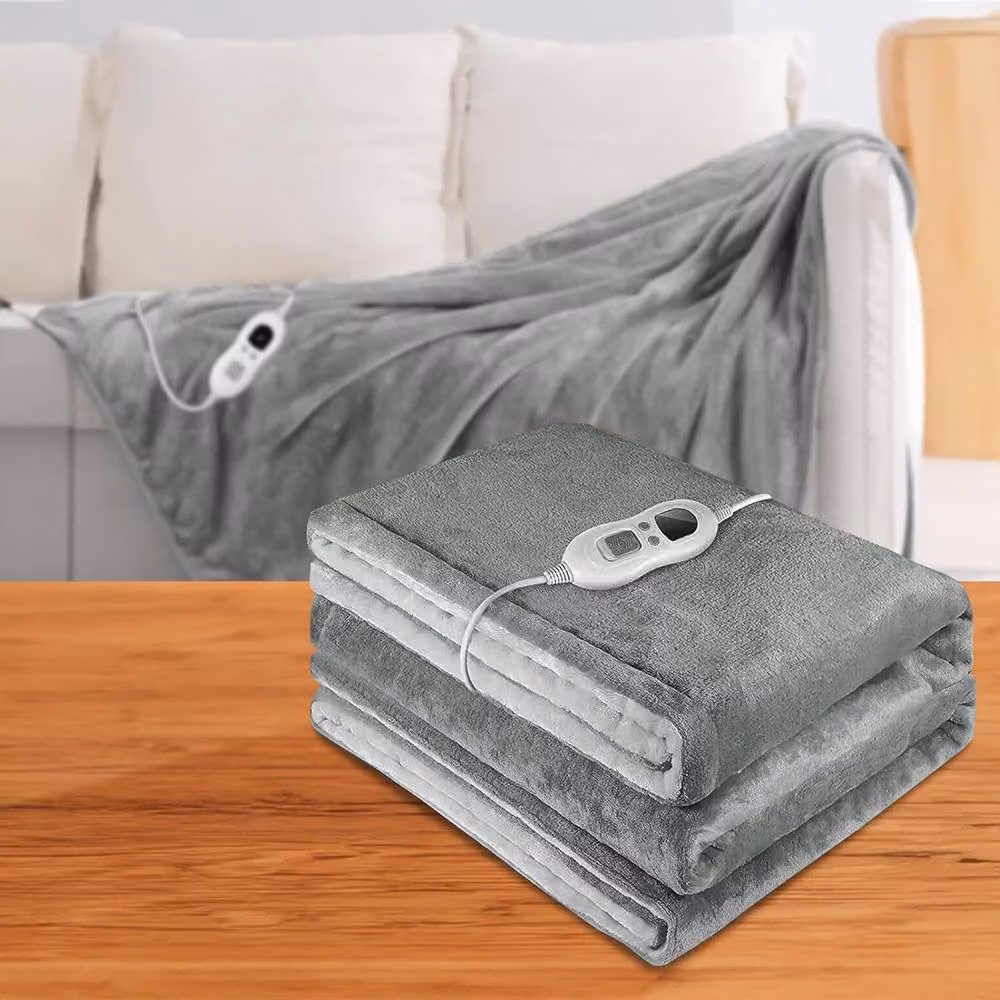 BARGAINS-GALORE Extra Large Plush Electric Heated Blanket Throw in Dark Grey, W: 130 cm, L: 180 cm – 2