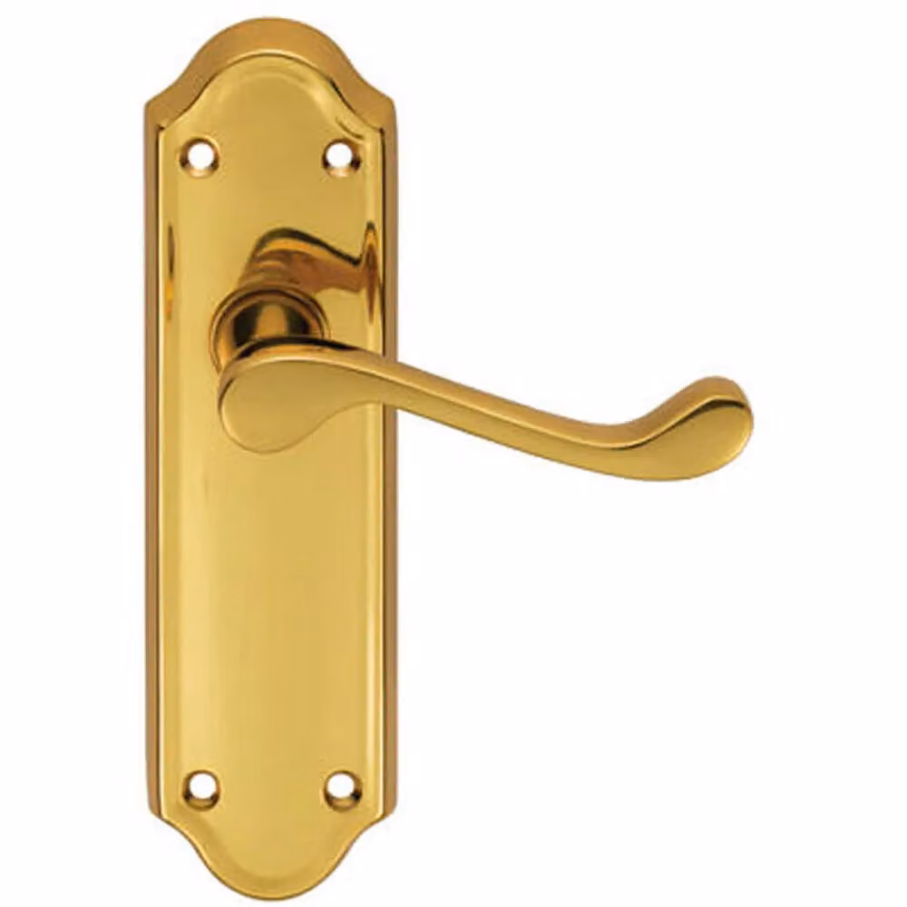 Loops 4 Pairs of Victorian Upturned Handles with Latch Backplate in Polished Brass, 168 x 47 mm – 4