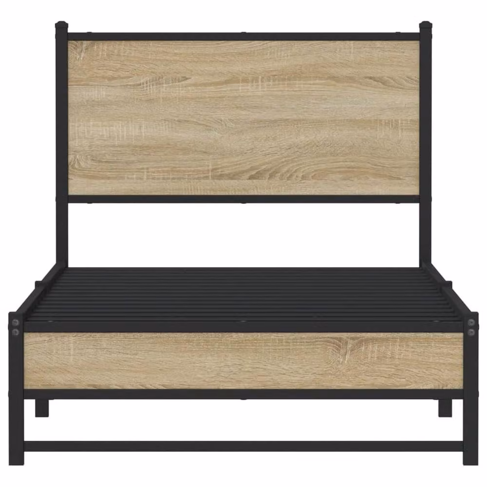 Berkfield Home Metal and Wood Bed Frame in Sonoma Oak and Brown, Small Single, W: 80 cm, D: 190 cm, H: 91.5 cm – 3