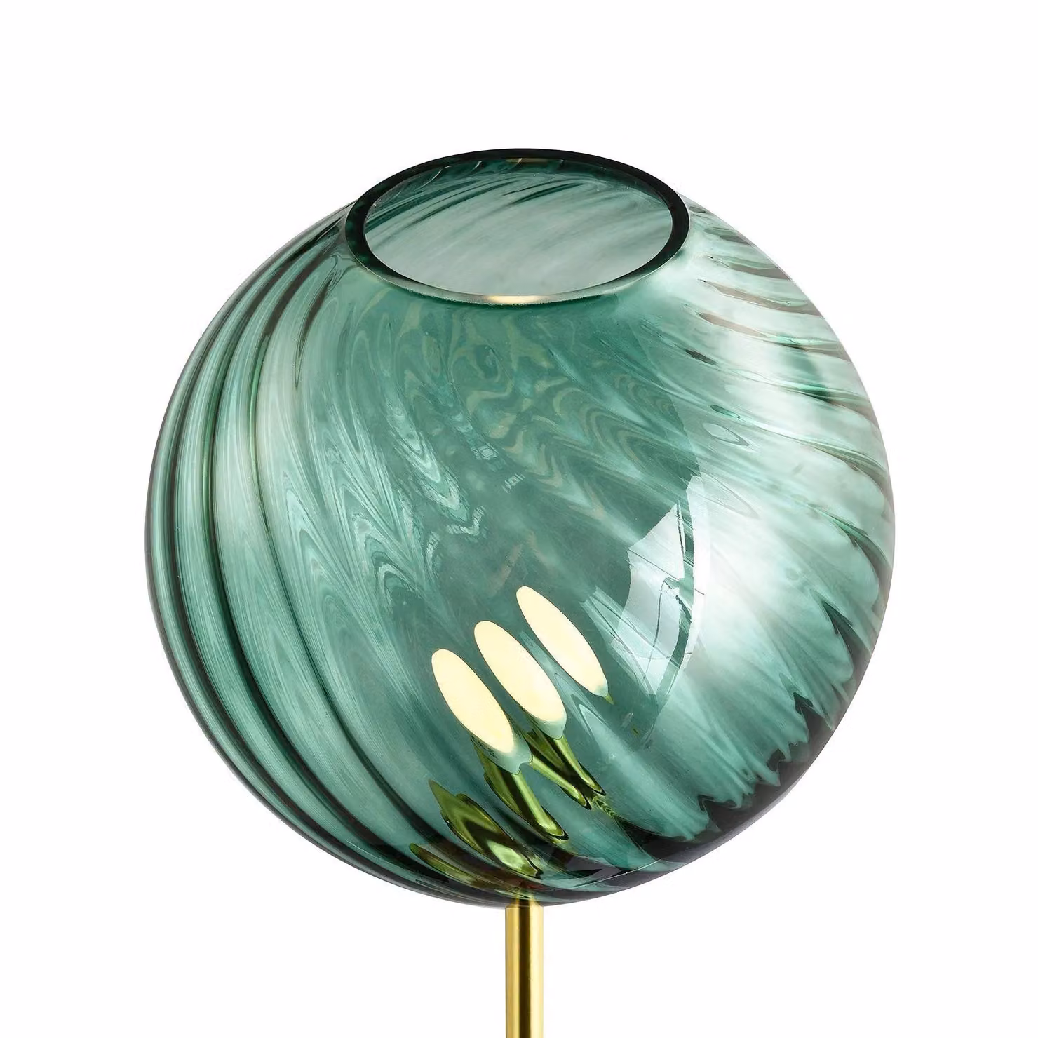 Happy Homewares Designer Chic Floor Lamp with Brushed Metal Base and Green Glass Shade – 2