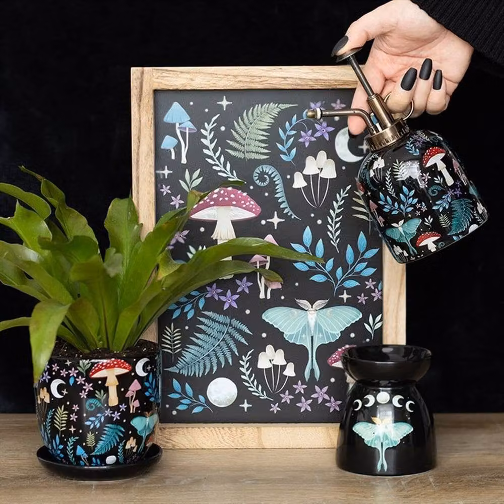 Uniqueful Dark Forest Print Ceramic Plant Mister in Black and Multicolour – 2