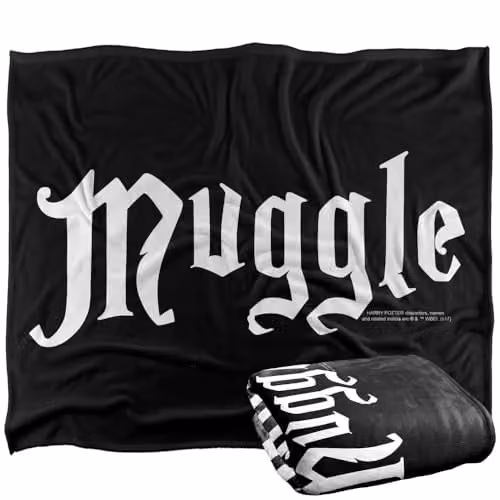 Warner Bros. Harry Potter Muggle Silky Touch Super Soft Fleece Throw Blanket, Black and Multicolour, W: 127.0 cm x L: 152.4 cm