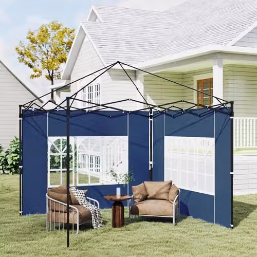 Outsunny Gazebo Side Panels with Window for 3x3m or 3x6m Canopy, Blue – 6