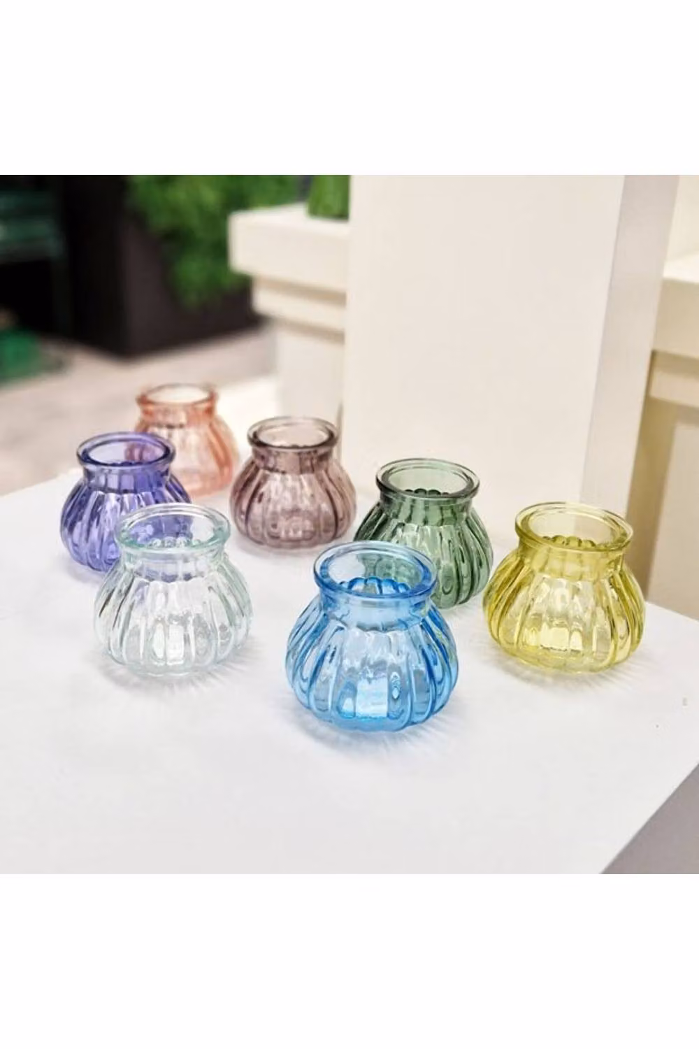 KDMD Veneto Bubble Glass Jar Vase, Purple, 12 Pack, Height: 7.5 cm – 3