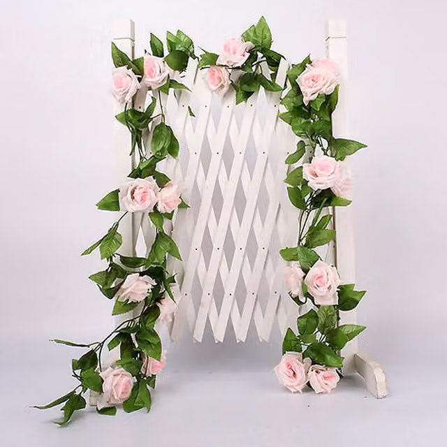 YnysTec Artificial Rose Vine Hanging Garland in Pink for Wedding Decor, Length: 2.5m