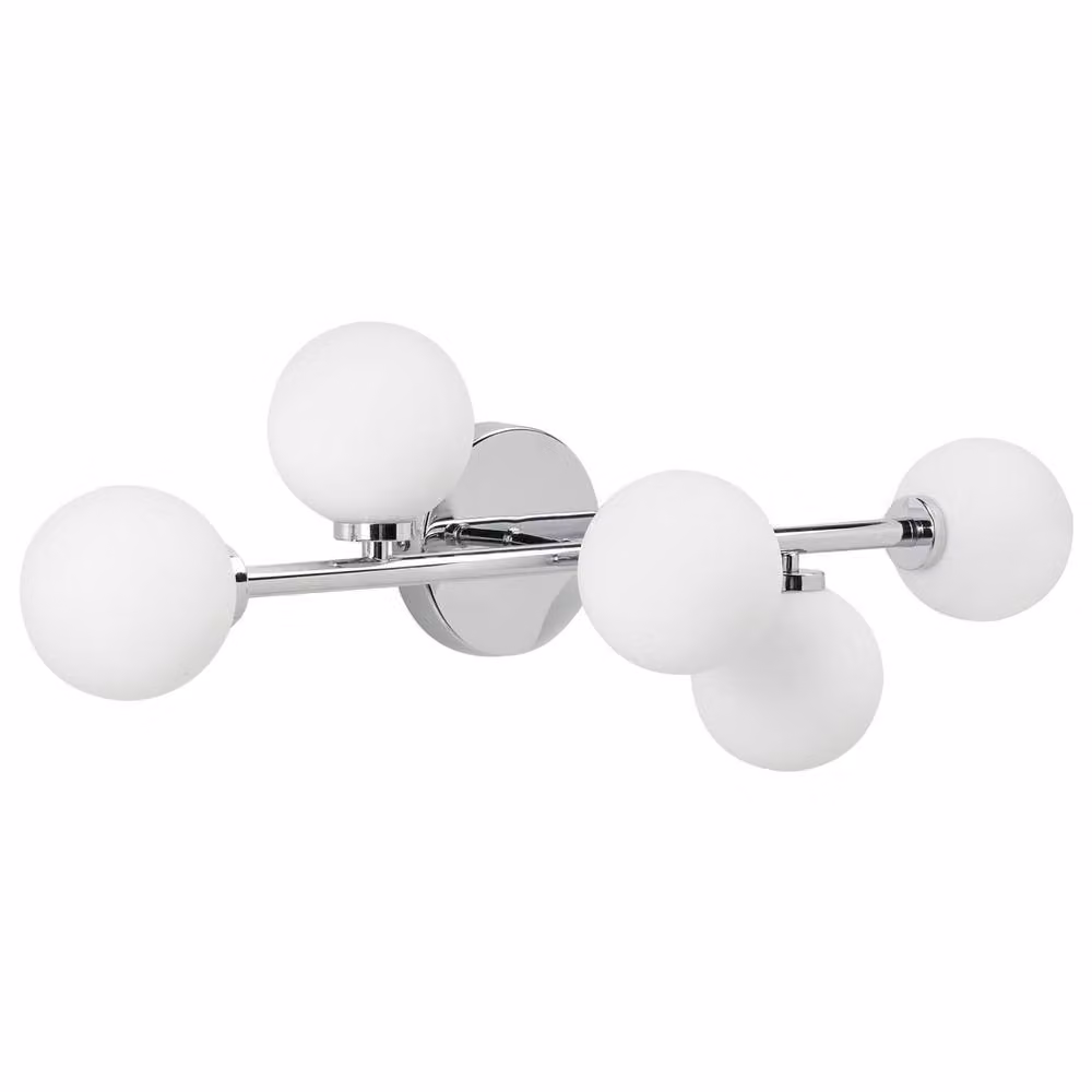 Wyld and Coco Silver Five-Light Double-Arm Modern Wall Lamp with Adjustable Metal Spotlights – 2