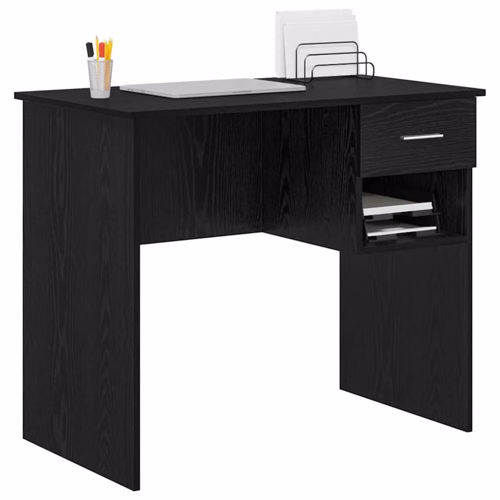 Berkfield Home Modern Writing Desk in Black Oak, W/D/H: 90 x 49.5 x 75 cm – 3