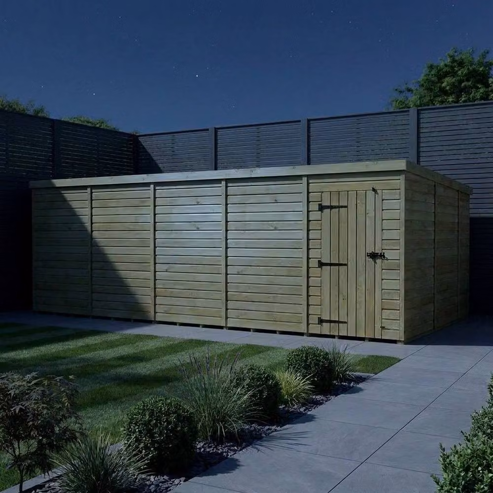 Buttercup Farm Brown Timber Pent Garden Shed with Single Door and No Windows, W: 610 cm, D: 305 cm, H: 210 cm – 3
