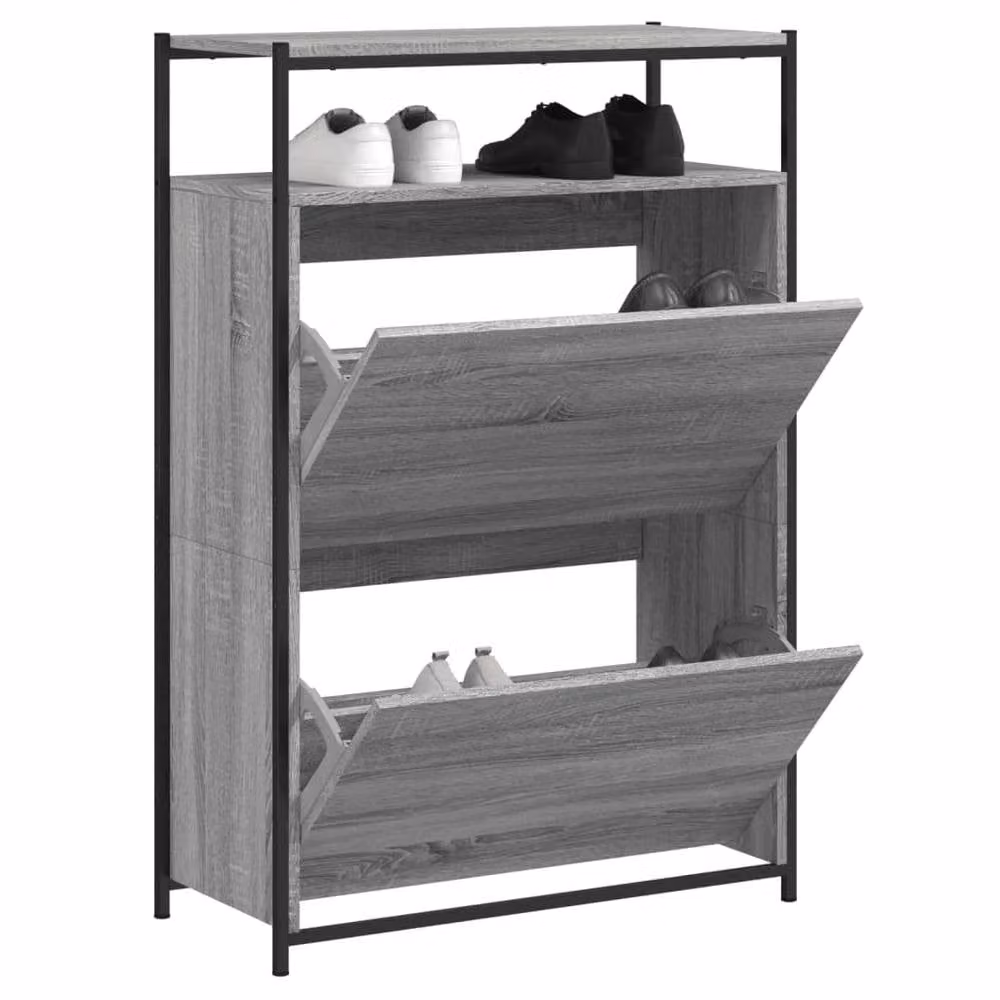 Berkfield Home Grey Sonoma Shoe Cabinet with Tilting Compartments, W/D/H: 75 x 34 x 112 cm – 1