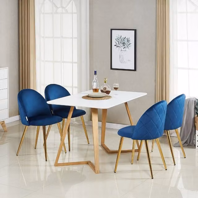 Life Interiors Lucia Dallas Dining Set with Rectangular Table and 4 Blue Chairs