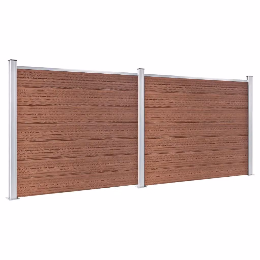 Berkfield Home WPC Fence Panel Set in Brown, W: 353 cm, H: 146 cm – 2