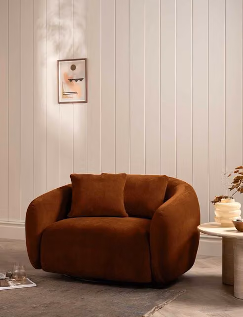 Barker and Stonehouse Cocoon Brown Chenille Swivel Snuggle Chair