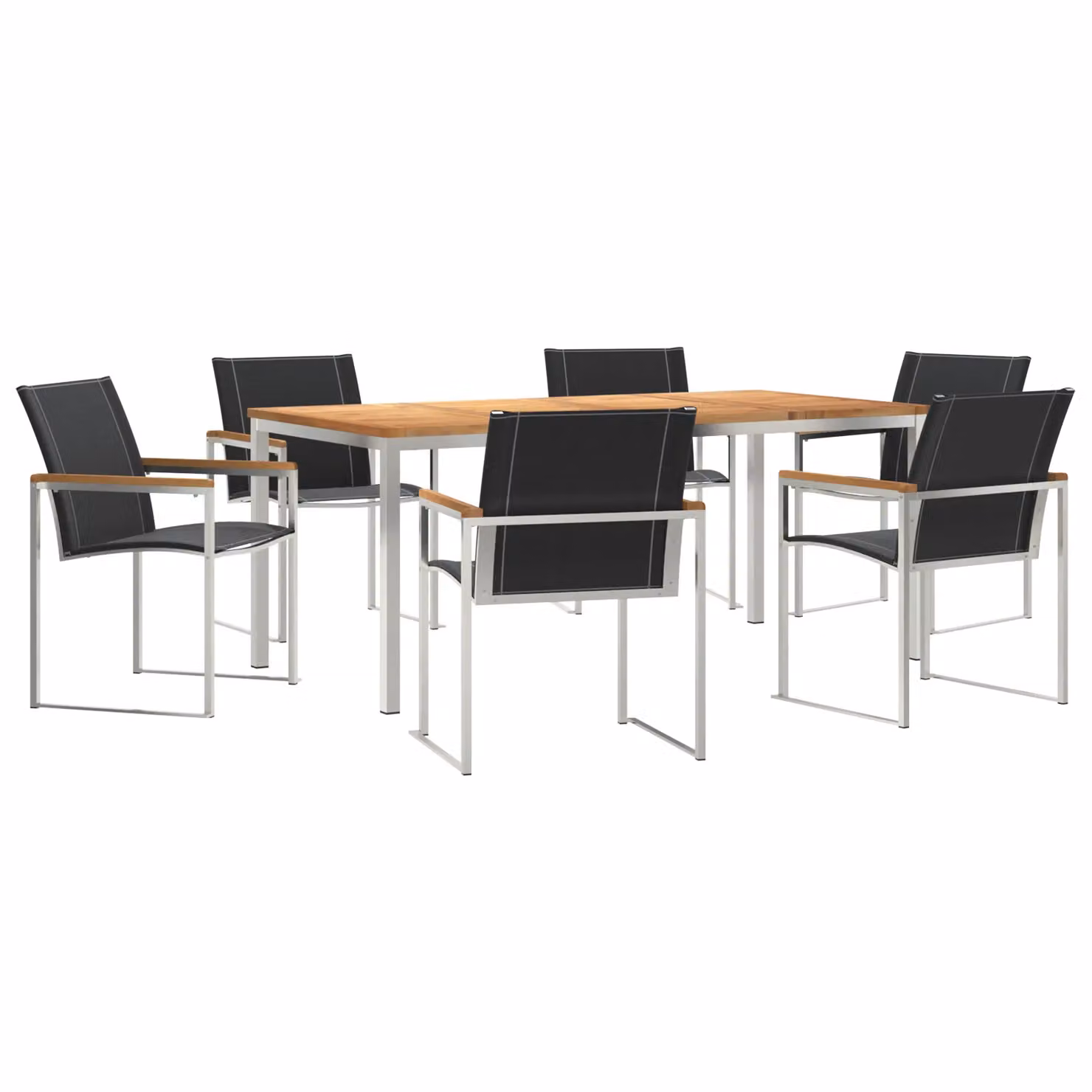 Berkfield Home 7 Piece Industrial Garden Dining Set in Black Solid Acacia Wood and Metal – 2