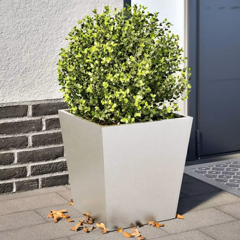 Berkfield Home Garden Stainless Steel Planter Tubs in Silver, 2 Pack, W/D/H: 40 x 40 x 40 cm