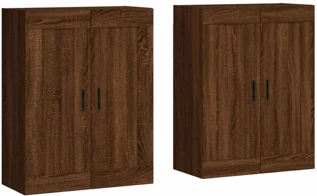 Berkfield Home Set of 2 Wall Mounted Cabinets in Brown Oak Engineered Wood
