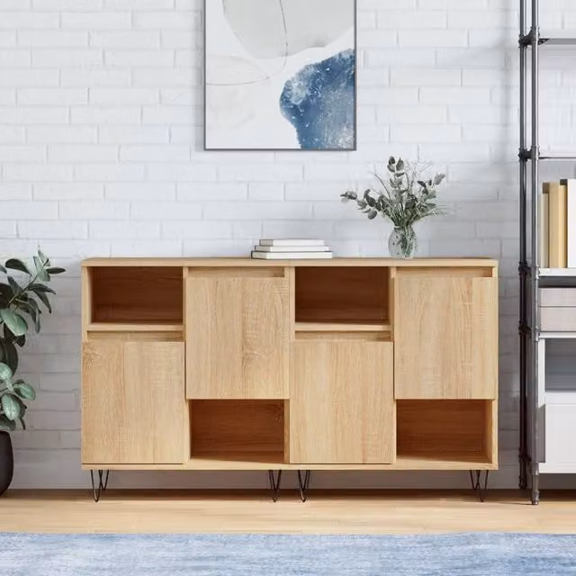 Berkfield Home Set of 2 Sonoma Oak Sideboards in Brown – 1