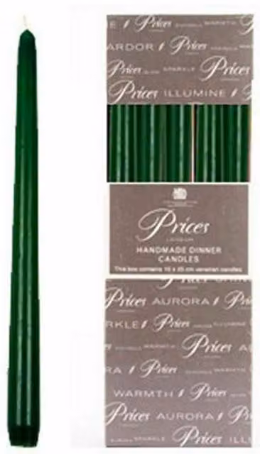 Prices Venetian Candles in Bottle Green, Pack of 10