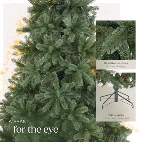 tectake Artificial Christmas Tree in Green with Lifelike Pine Needles and Foldable Steel Stand, Height: 230 cm – 3
