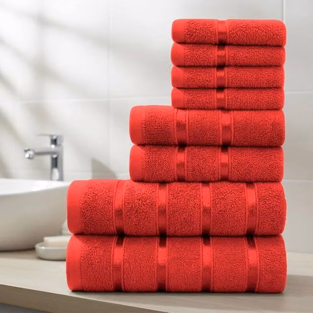 Smart Living 8 Piece Luxury Cotton Towel Set in Red – 1