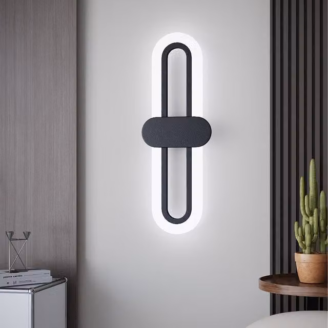 Komore Oval Shaped LED Wall Light with Acrylic in Black