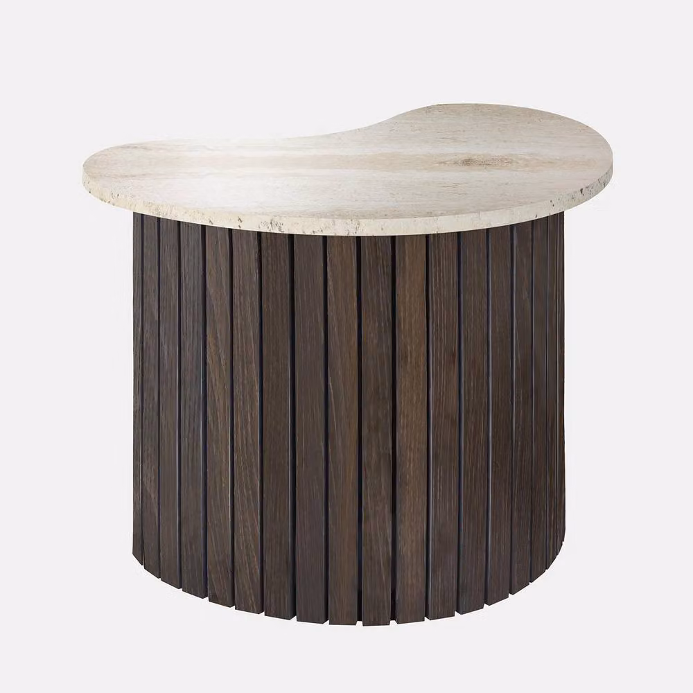 OHS Madison Irregular Oval Ribbed Side Table in Walnut – 2