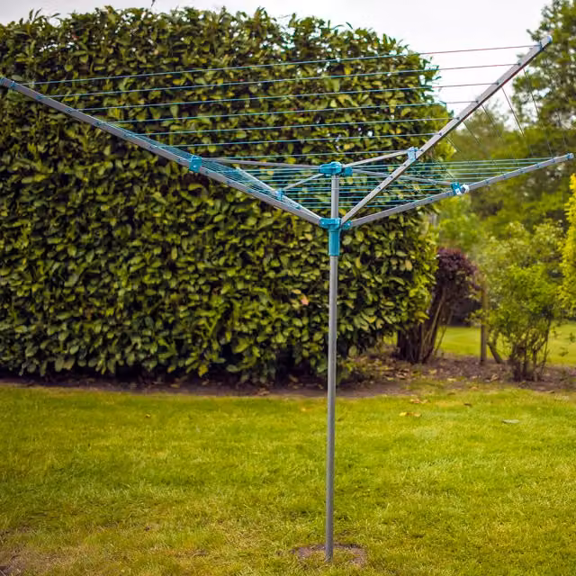 My Home Four Arm Rotary Airer in Silver with Ground Spike and Height Adjustment