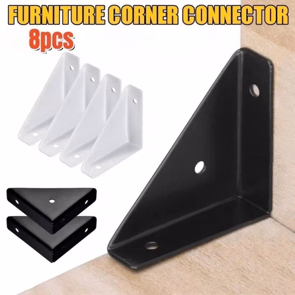 FLAVORA 8 Pack White Heavy-Duty Steel Corner Support Brackets, W: 52 cm, D: 5.2 cm – 2