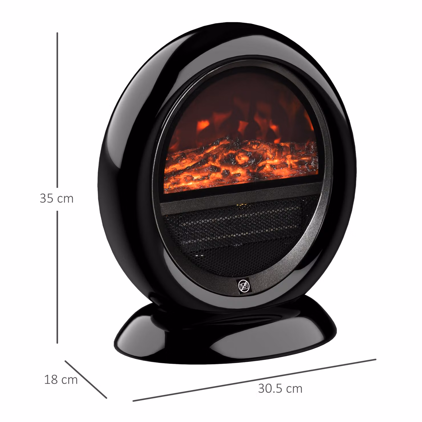 HOMCOM Freestanding Electric Fireplace Heater with Realistic Flame Effect, 1500W, Black – 3