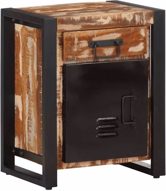 Berkfield Home Set of 2 Rustic Mango Wood Bedside Cabinets in Multicolour – 1