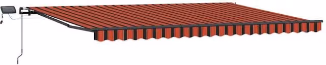 Berkfield Home Manual Retractable Wall-Mounted Awning with LED, Orange and Brown Striped, W: 500 cm, D: 300 cm – 1