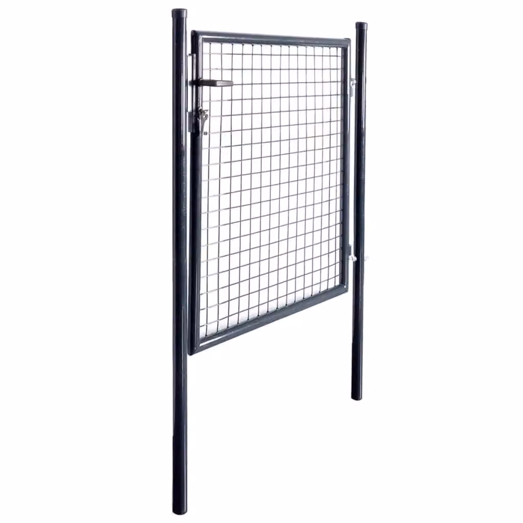 Berkfield Home Grey Galvanised Steel Mesh Swing Garden Gate, W: 85.5 cm, H: 100 cm – 2
