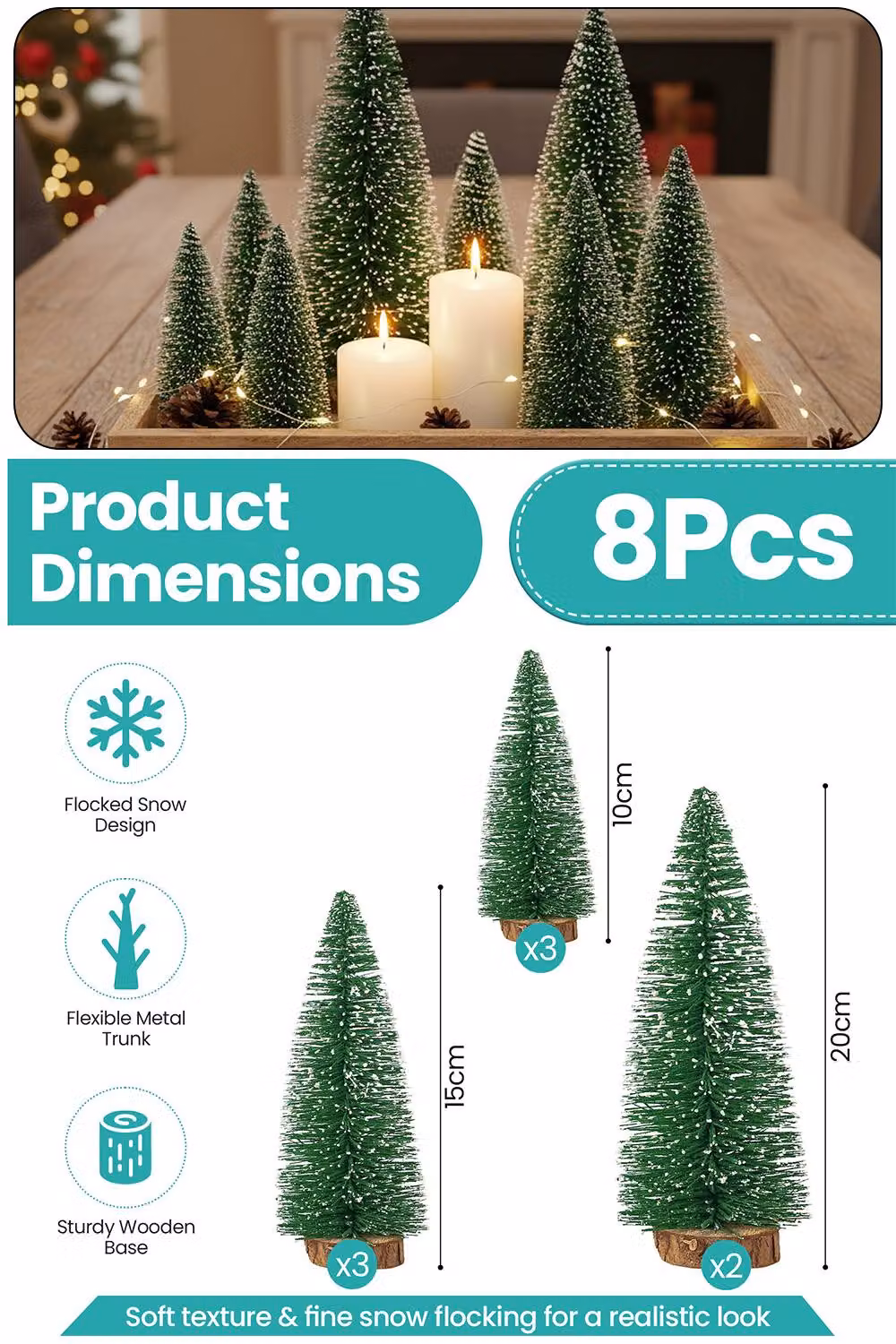 Neel Blue Set of 8 Green and White Mini Christmas Trees for Tabletop Decoration – 2